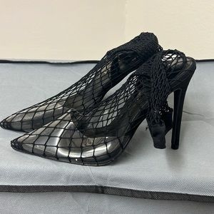 Women’s Black Fishnet Heel
